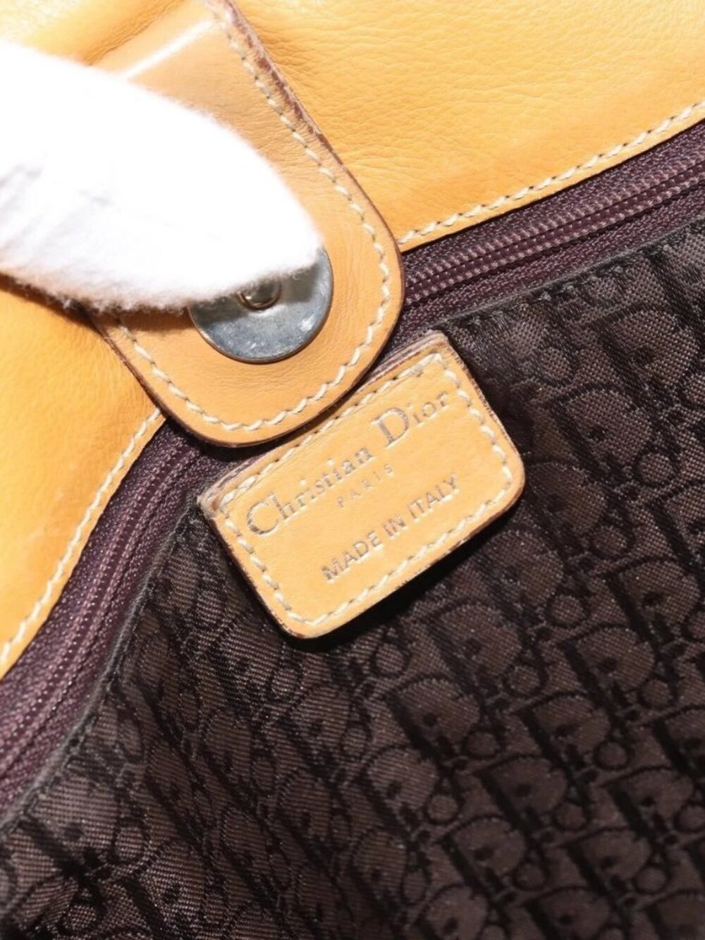 Christian Dior Hand Bag Leather Beige Silver Auth ep13147 - Picture 11 of 16